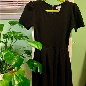 Lula Roe Noir RARE Black Amelia Dress RoseGold Zip